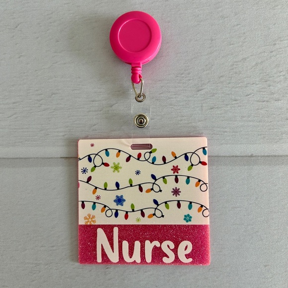 Glitter Badge Buddy | Nurse Card Holder | RN ID Tag Backer and Retractable Reel - Picture 7 of 12